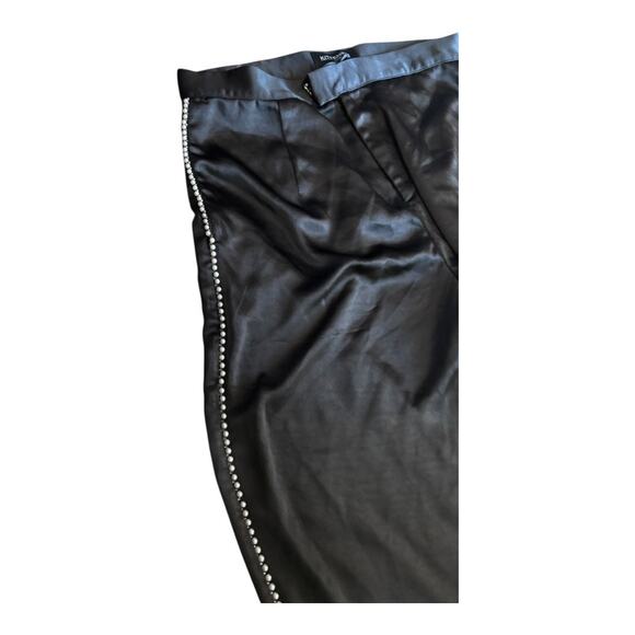 Kittenish Black Satin Pants Pearl Trim Size L - Picture 5 of 5